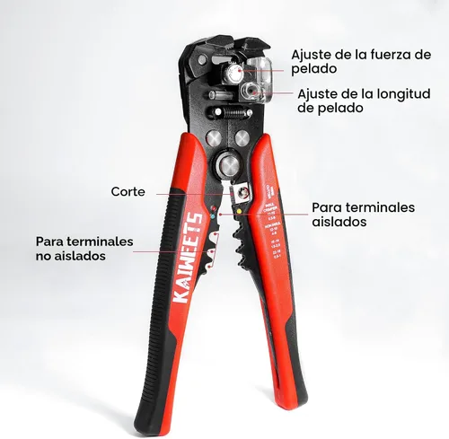 Vista 2 de KAIWEETS Pelacables Autoajustable - Herramienta de Pelado de Alambre Automática 3 en 1 de Servicio Pesado Cortador de Alambre 10-24 AWG para Corte