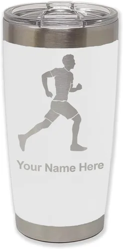 Vista 31 de LaserGram Personalized 20oz Tumbler, Running Man (Black)