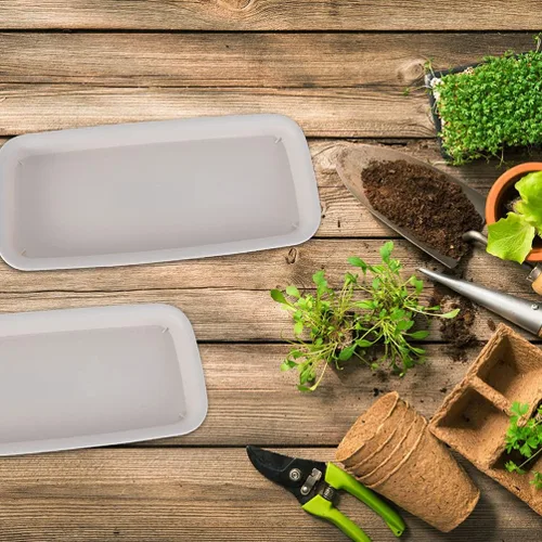 Vista 3 de Bandeja rectangular de plástico para plantas, bandeja de goteo para maceta, bandeja de goteo para alféizar de ventana, estante de ventana de 9.73 x
