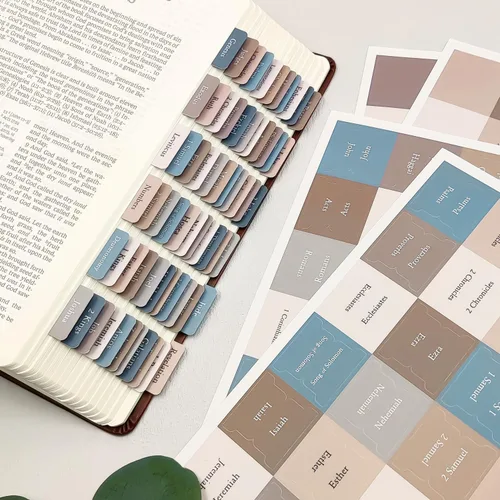 Vista 5 de Pestañas bíblicas, suministros de estudio bíblico, pestañas laminadas de diario bíblico para mujeres, hombres, niños, etiquetas bíblicas