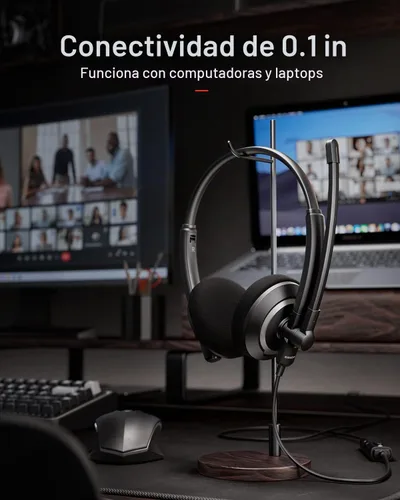 Vista 4 de awatrue - Auriculares con cable con micrófono para PC y portátil - Auriculares de 3,5 mm con cancelación de ruido y micrófono para Boom Skype