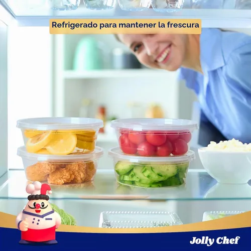 Vista 3 de Recipientes de almacenamiento de alimentos Deli 8 oz recipientes de plástico con tapas - Juego de 50