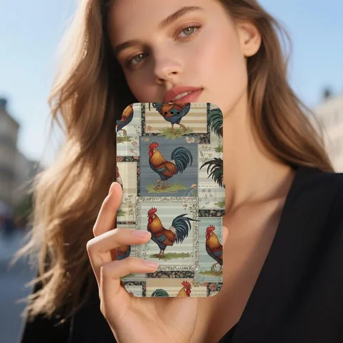 Vista 5 de SWEET TANG Compatible with iPhone 17 Pro Wallet Case Women PU Leather Shockproof Protective Folio Flip Cover (Chicken Chickens)