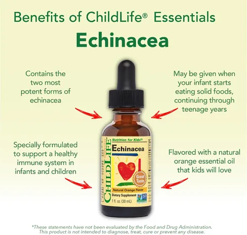 Vista 5 de CHILDLIFE ESSENTIALS Echinacea for Kids - Gotas de equinácea para niños, tintura líquida, suplemento sin alcohol para bebés, niños pequeños, niños