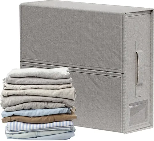 Vista 7 de Organizador plegable de almacenamiento de ropa de cama, organizador de sábanas, caja de almacenamiento de tela Oxford 600D para ropa de cama, toalla