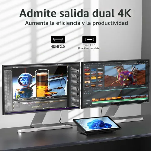 Vista 6 de HIGOLEPC MINI PC, 10.1 pulgadas pantalla táctil Win 11 Pro Mini computadora, Celeron N5095 8GB RAM/128GB ROM Mini PC con pantalla, Dual RS232 HDMI