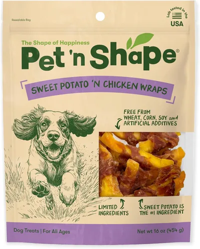 Vista 14 de Pet 'n Shape Sweet Potato Chews – Golosinas naturales de batata envuelta en pollo para perros - 42 onzas