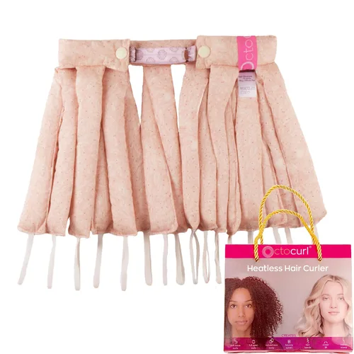 Vista 26 de Octocurl Diadema sin calor, rizadores de pelo para dormir, rizadores sin calor para cabello largo (algodón, rosa)
