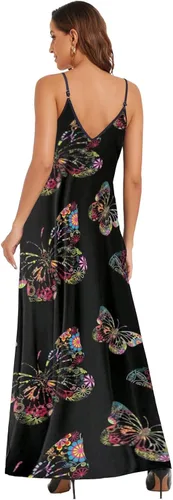Vista 4 de shengfan Vestido largo de talla grande para mujer, holgado, estampado, ajustable, africano, con bolsillos