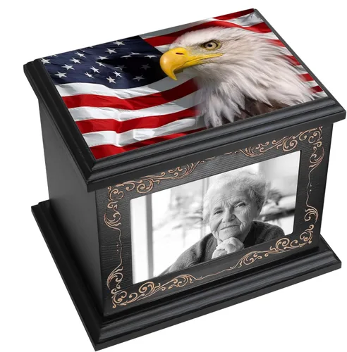 Vista 14 de Urnas de cremación para cenizas humanas de adultos, masculinas o femeninas, urnas conmemorativas funerarias para cenizas con marco para fotos, caja