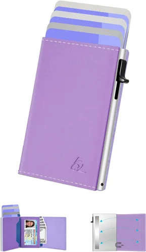 Vista 9 de Cartera Tarjetero para Hombres - Estuche de Aluminio Desplegable, Cuero de Microfibra Flexible Premium, Cartera Inteligente para Hombres, Bloqueo