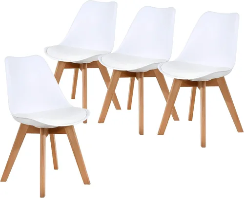 Vista 9 de NOBPEINT Juego de 2 sillas de comedor modernas de mediados de siglo, sillas tapizadas de piel sintética con respaldo curvo, silla de cocina de negro