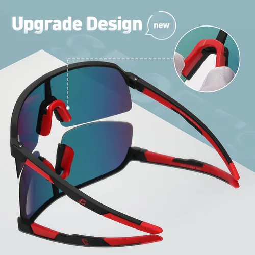 Vista 5 de Bevi Lentes de sol deportivos polarizados con marco TR90 duradero y flexible para hombres y mujeres, correr, conducir, ciclismo, etc