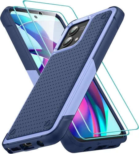 Vista 35 de Jeylly para Moto G Stylus 5G 2021 Funda con [2 Pack] Protector de Pantalla de Vidrio Templado, Protección Grado Militar Anti-Arañazos, Funda A