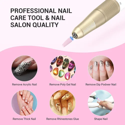 Vista 7 de MelodySusie Brocas de uñas 5 en 1, brocas de cerámica de corte cruzado de 3/32 pulgadas, adecuadas para manicura, pedicura, cutícula, esmalte
