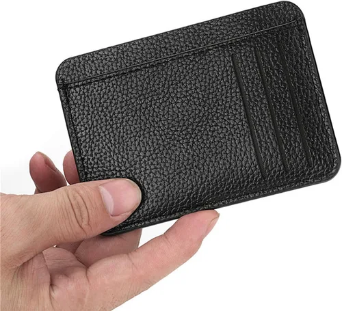 Vista 6 de ABAJI Titular de la tarjeta de crédito Slim minimalista tarjeta de identificación caso sin cremallera 8 ranuras 1 dinero posición PU material super