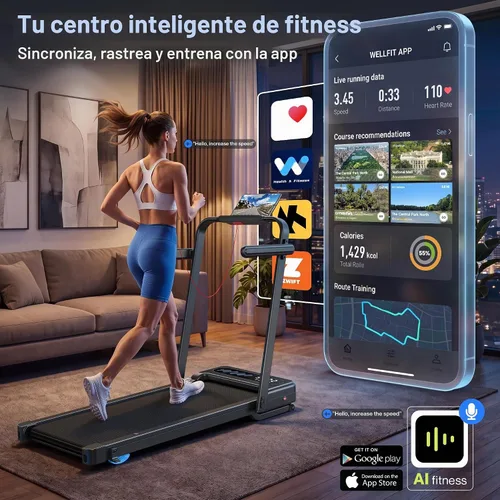Vista 7 de Cardirun Almohadilla para caminar con inclinación automática y barra