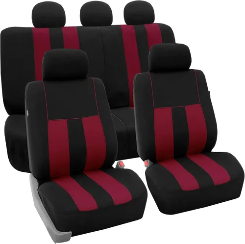 Vista 15 de FH Group Juego completo de fundas de asiento de coche de tres filas a rayas, compatible con bolsas de aire y listas para dividir, ajuste universal