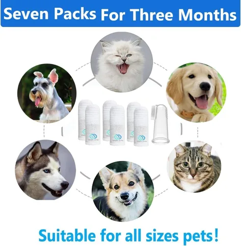 Vista 5 de Cepillo de dientes para mascotas para perros pequeños a grandes, gatos, cepillo de dientes suave de alto grado, limpieza oral de dientes, cuidado