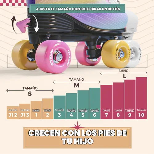 Vista 5 de APOLLO Patines de ruedas – Patines retro para niñas y mujeres – Patines cuádruples ajustables con tacón alto – Disco Quads Reina bailando