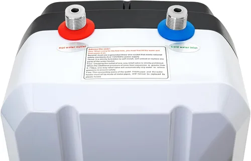 Vista 4 de Mini calentador de agua eléctrico de 1.5 KW 2.1 galones pequeño debajo del fregadero, calentador eléctrico de agua caliente para cocina y hogar