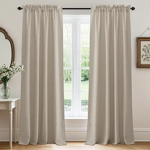 Vista 12 de RYB HOME - Cortinas de lino texturizado semitranslúcidas, privacidad media, filtro de luz, decoración de ventana para dormitorio/baño/sala de estar