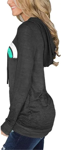 Vista 3 de MODARANI - Sudadera con capucha para mujer, estilo casual, con bolsillos tipo canguro, estampado floral, teñido anudado