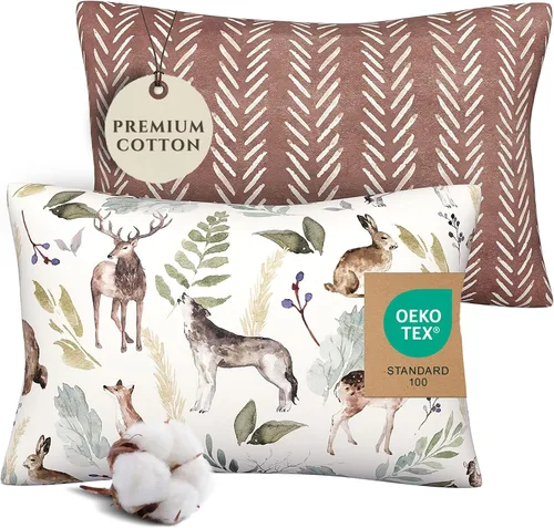 Vista 13 de Pobi Baby - Funda de almohada de algodón de 13 x 18 pulgadas, paquete de 2 fundas de almohada premium para niños pequeños, tejido de jersey