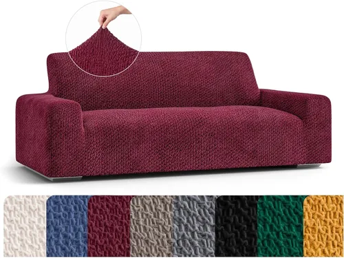 Vista 17 de PAULATO BY GA.I.CO. Funda para sofá, funda de sofá biplaza, funda elástica para sillón, funda de tela de poliéster suave, colección terciopelo Negro