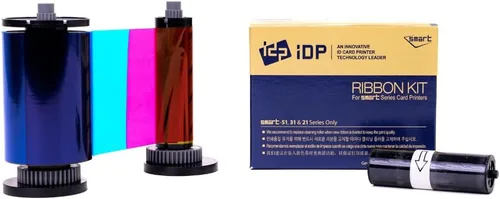 Vista 4 de Kit de consumibles IDP GENUINE SMART-21 YMCKO con 1 cinta de tinta de color de 100 impresiones, 100 tarjetas de PVC Primus y rodillo de limpieza