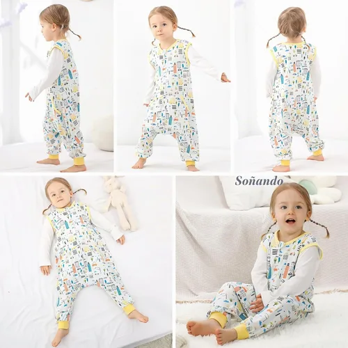 Vista 6 de WONDAY Toddler Sleep Sacks, Sleeveless Sleep Sack with Legs 12M-5T Coche