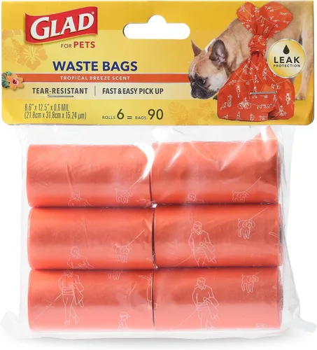 Vista 17 de Bolsas perfumadas para residuos de Glad para mascotas, bolsas de recogida de caca de mascotas resistentes a roturas con protección contra fugas