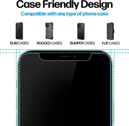 Vista 5 de Power Theory Paquete de 2 protectores de pantalla para iPhone 12 Mini, vidrio templado resistente a los golpes [dureza 9H], kit de fácil