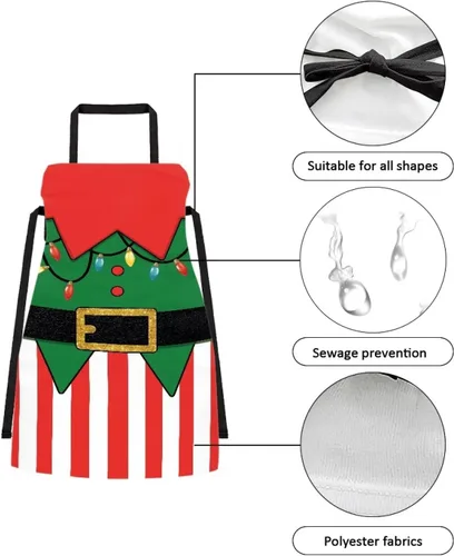 Vista 129 de Dreaweet Delantal de cocina unisex con cuello ajustable de Navidad