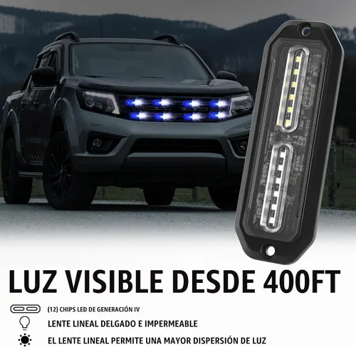 Vista 5 de WINECO Luces de policía para vehículos, 8PCS LED de Montaje en Superficie Luces Estroboscópicas Kit de Seguridad de Emergencia Advertencia Parrilla