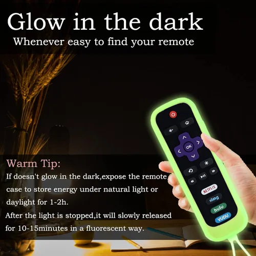 Vista 5 de Juego de 3 fundas para controles remotos Westinghouse Roku TV Onn Roku TCL Hisense Roku Funda protectora de silicona universal para Roku Remote