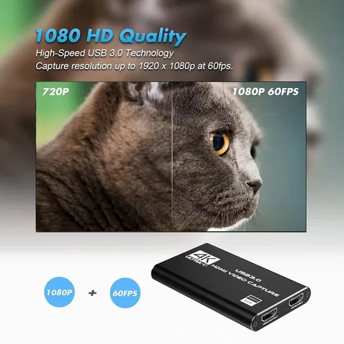 Vista 4 de Tarjeta de captura, tarjeta de captura HDMI USB3.0 Nintendo Switch, tarjeta de captura de video 4K 1080P 60FPS, tarjeta de captura