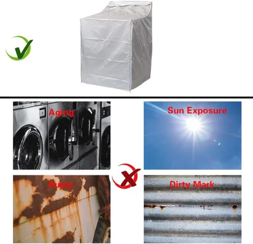 Vista 4 de QLLY Cubierta para lavadora/secadora para máquina de carga superior – Impermeable, a prueba de polvo, a prueba de sol, A29"P28"Al43" Adecuada