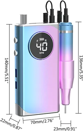 Vista 3 de Peiiwdc Taladro de uñas eléctrico para uñas, portátil, recargable, 40000 rpm, juego de manicura y pedicura eléctrica profesional