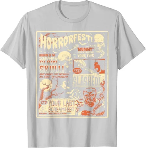 Vista 52 de Vintage Horrorfest Movie Poster Terror Old Time Halloween Camiseta S Negro