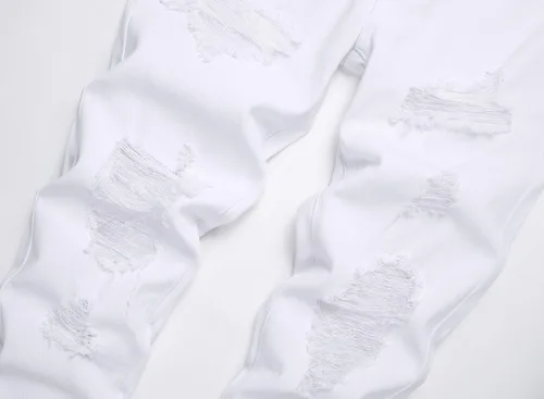 Vista 3 de OIIIO Pantalón vaquero de pierna recta rasgados para hombre