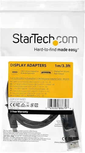 Vista 5 de StarTech - Cable USB-C a DisplayPort 1.2 de 35.8 in, 4K 60Hz, HDR, bidireccional
