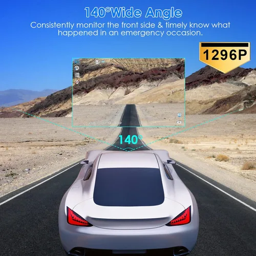 Vista 6 de iMountek Dash Cam, 1296P 3 lentes cámara frontal interior y trasera de 4 pulgadas, cámara de coche de 140 ° gran angular de grabación en bucle