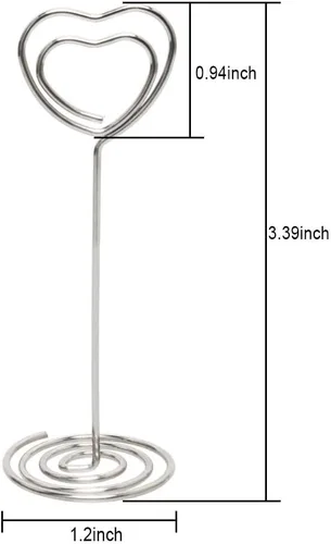 Vista 4 de Soporte para tarjetas de número de mesa, 25 soportes para fotos para mesas, soportes para números de fotos en forma de corazón, clips de tarjetas