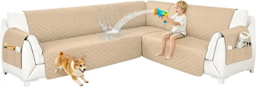 Vista 27 de Fundas para sofá modular, impermeables, 6 piezas, fundas de sofá en forma de L, lavables, antideslizantes, fundas para sofá seccional, suaves