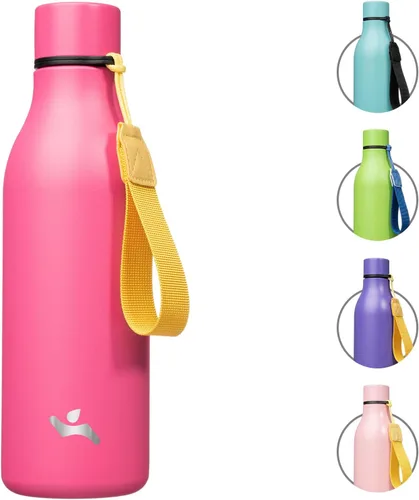 Vista 16 de Konokyo Botella de agua aislada con correa, botella de agua de acero inoxidable de 18 onzas de doble pared con aislamiento al vacío, frasco de Verde