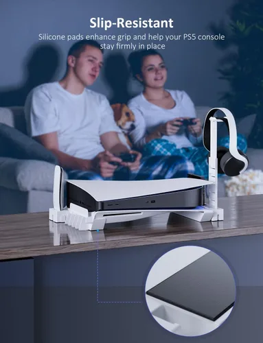 Vista 8 de NexiGo PS5 Horizontal Stand Modular System, Minimalist Design, Base Stand with Headset Holder, Hard Drive and Media Remote Slots, Compatible with