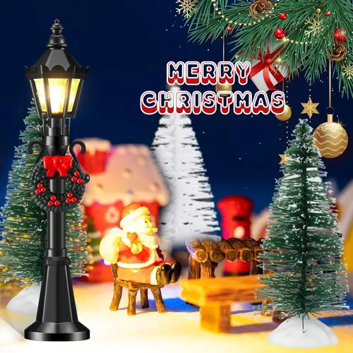 Vista 6 de Shappy 24 piezas de lámpara de Navidad, accesorios de pueblo, mini lámpara de calle, casa de muñecas, modelos de farola para modelos de luces
