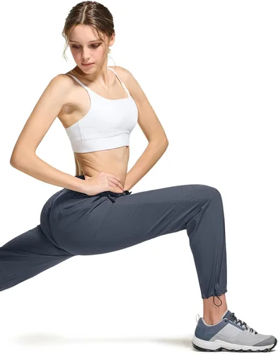 Vista 8 de CQR Pantalones de senderismo para mujer, pantalones cargo elásticos ligeros con bolsillos con cremallera, pantalones deportivos resistentes al agua