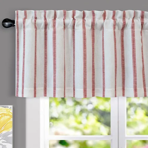 Vista 28 de DriftAway Briony - Cortina opaca con amarre para cocina, ajustable, diseño de globos, líneas texturizadas, estampadas, persianas romanas